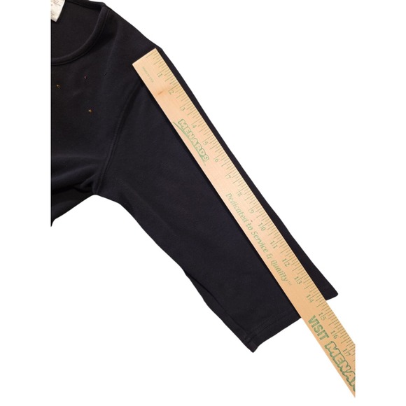 PB&J Top Small Black Embroidered Cardinals Fall Leaves 3/4 Sleeve Cotton - Picture 7 of 9